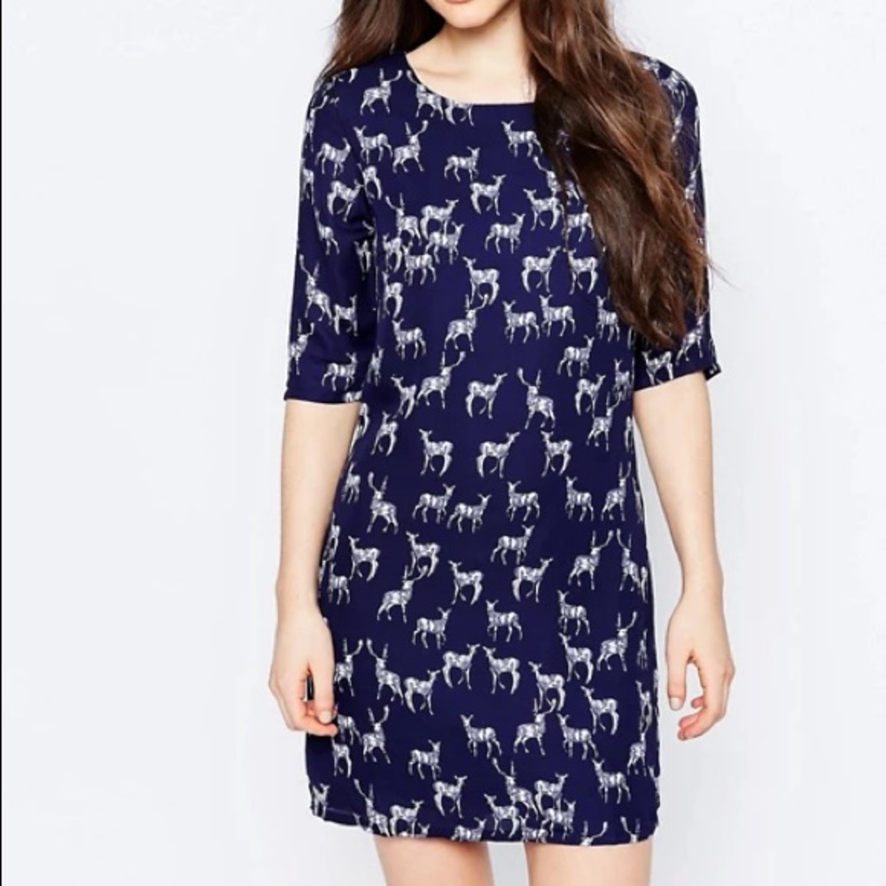 Sugarhill Boutique Navy Stag Tunic dress